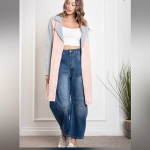 Blue Velvet Color Block Double Gauze Duster/Cardigan NWT